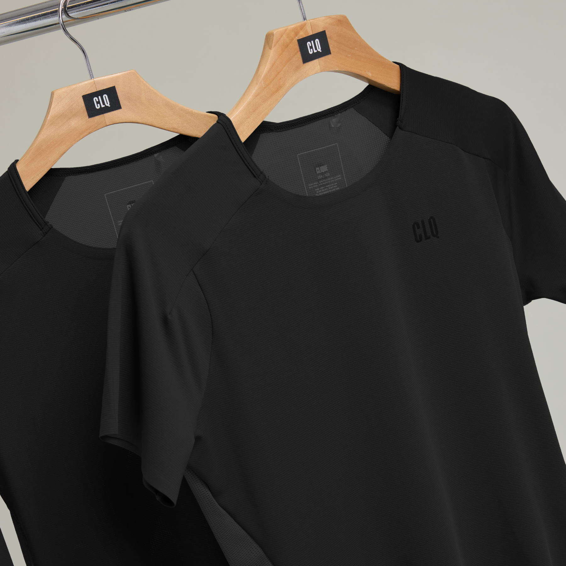 Power Mesh Panel Long Sleeve Tee Black
