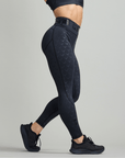 CLQ Power Compression Tights - Black/ Black print