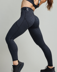 CLQ Power Compression Tights - Black/ Black print