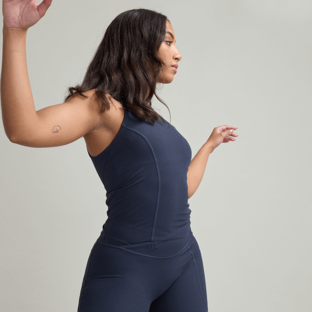 CLQ Power Rib High Neck Tank - Petrol