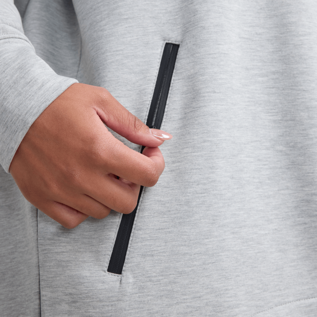 CLQ Zip through Oversized Tech Hoodie -Grey Marle