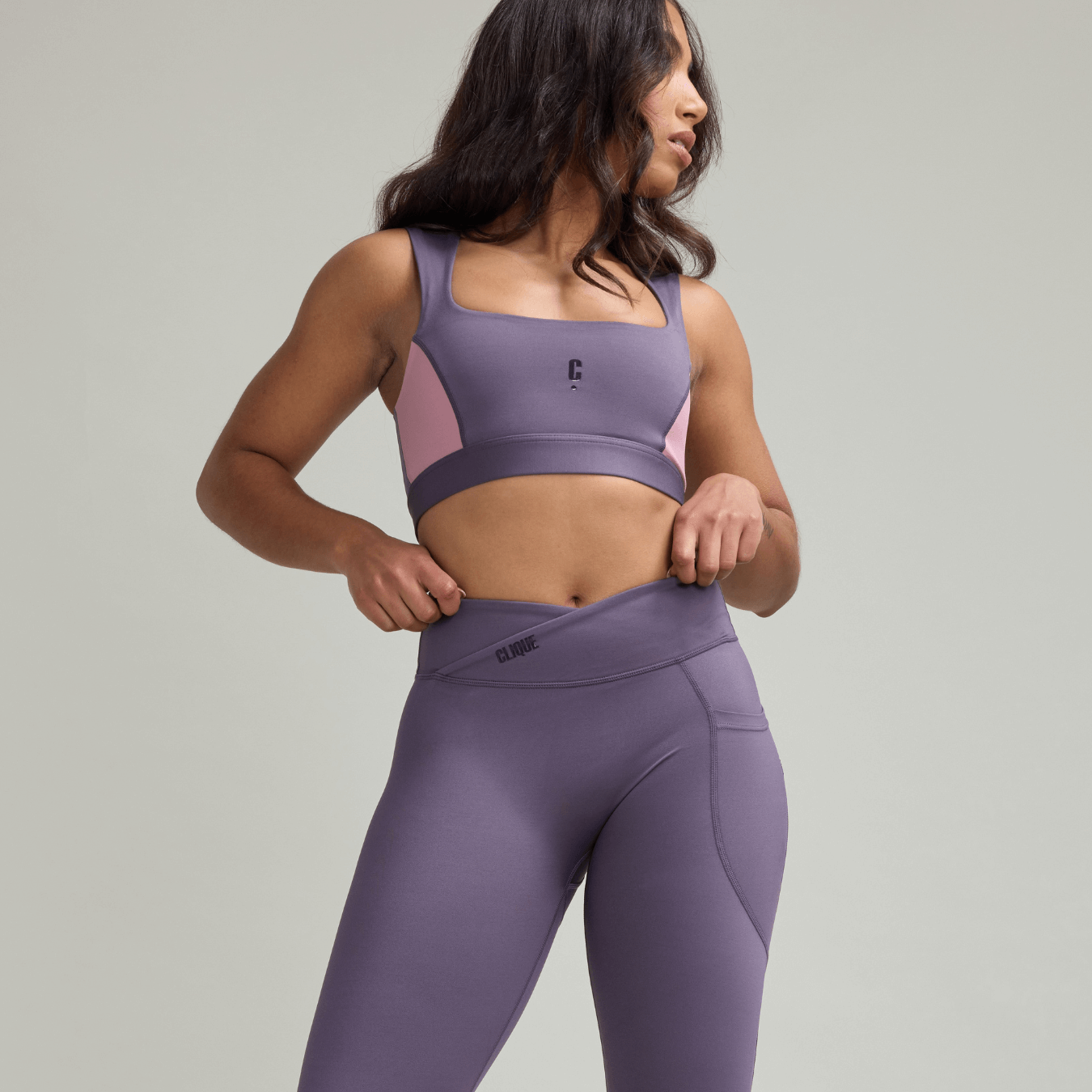 CLQ Flex Square Neck Bra - Purple / Pink