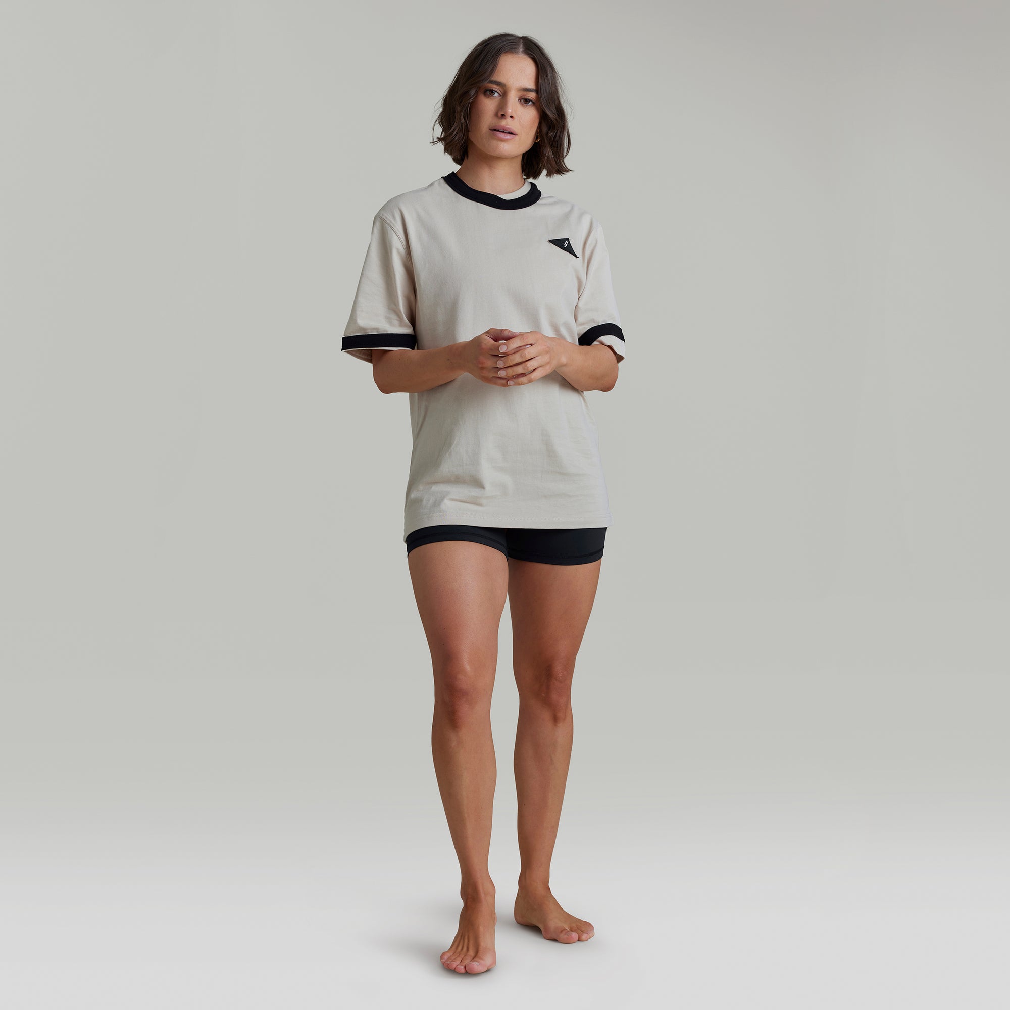 CLQ Applique Rib Tee - Bone