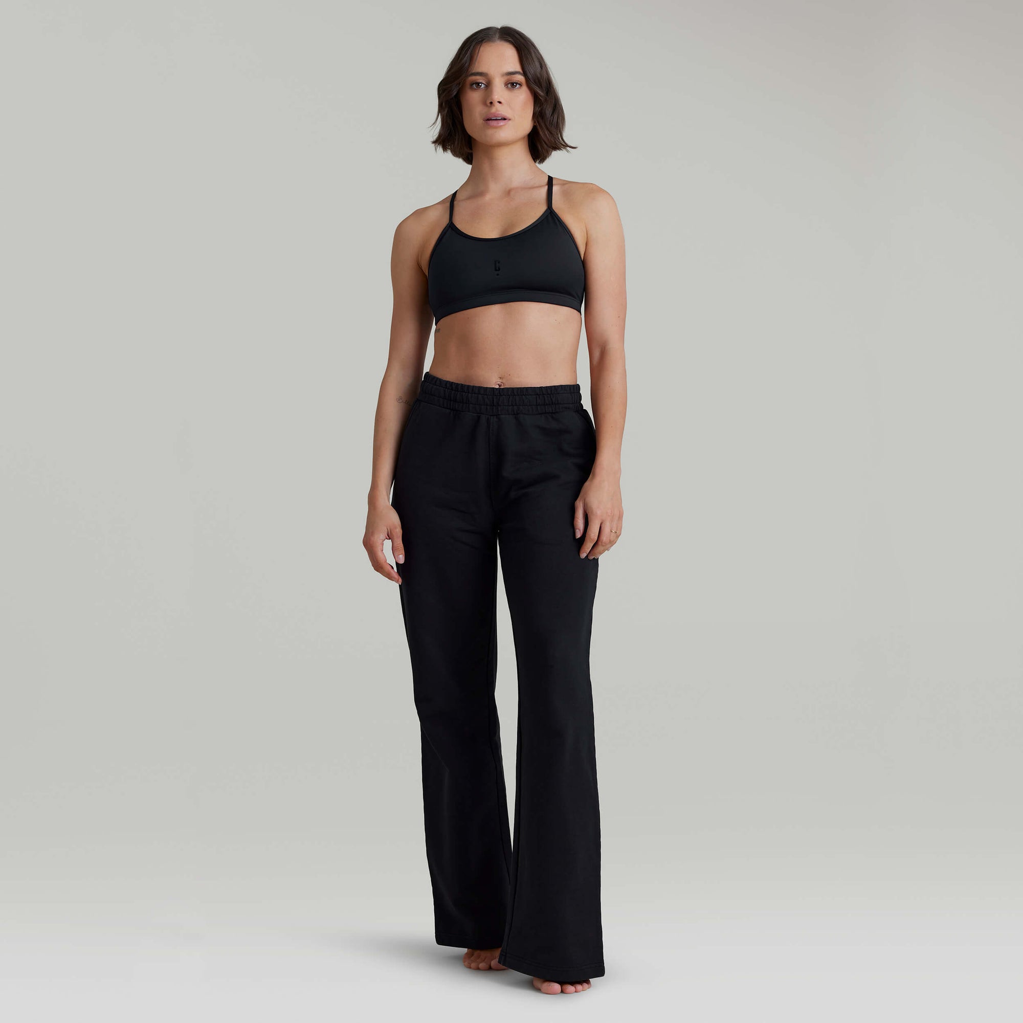 CLQ Wide Leg Trackies - Black