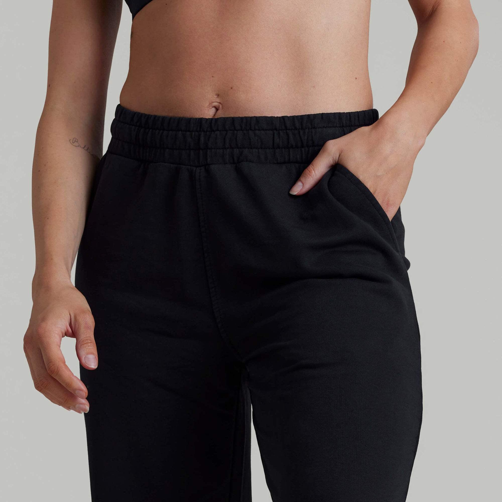 CLQ Wide Leg Trackies - Black