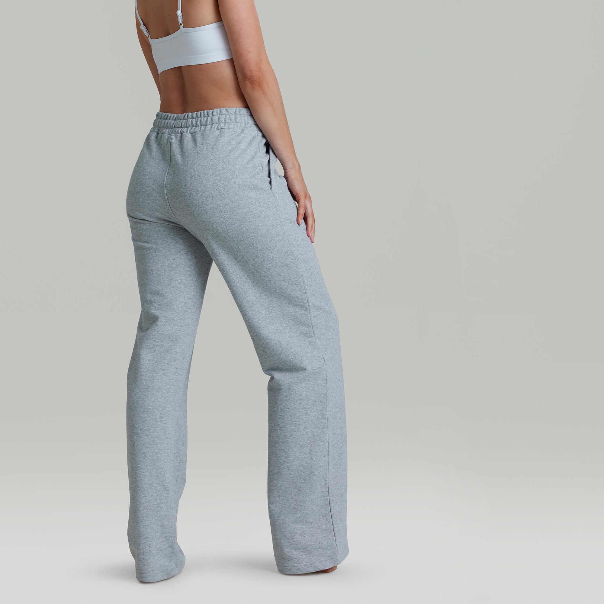 CLQ Wide Leg Trackies Grey Marle