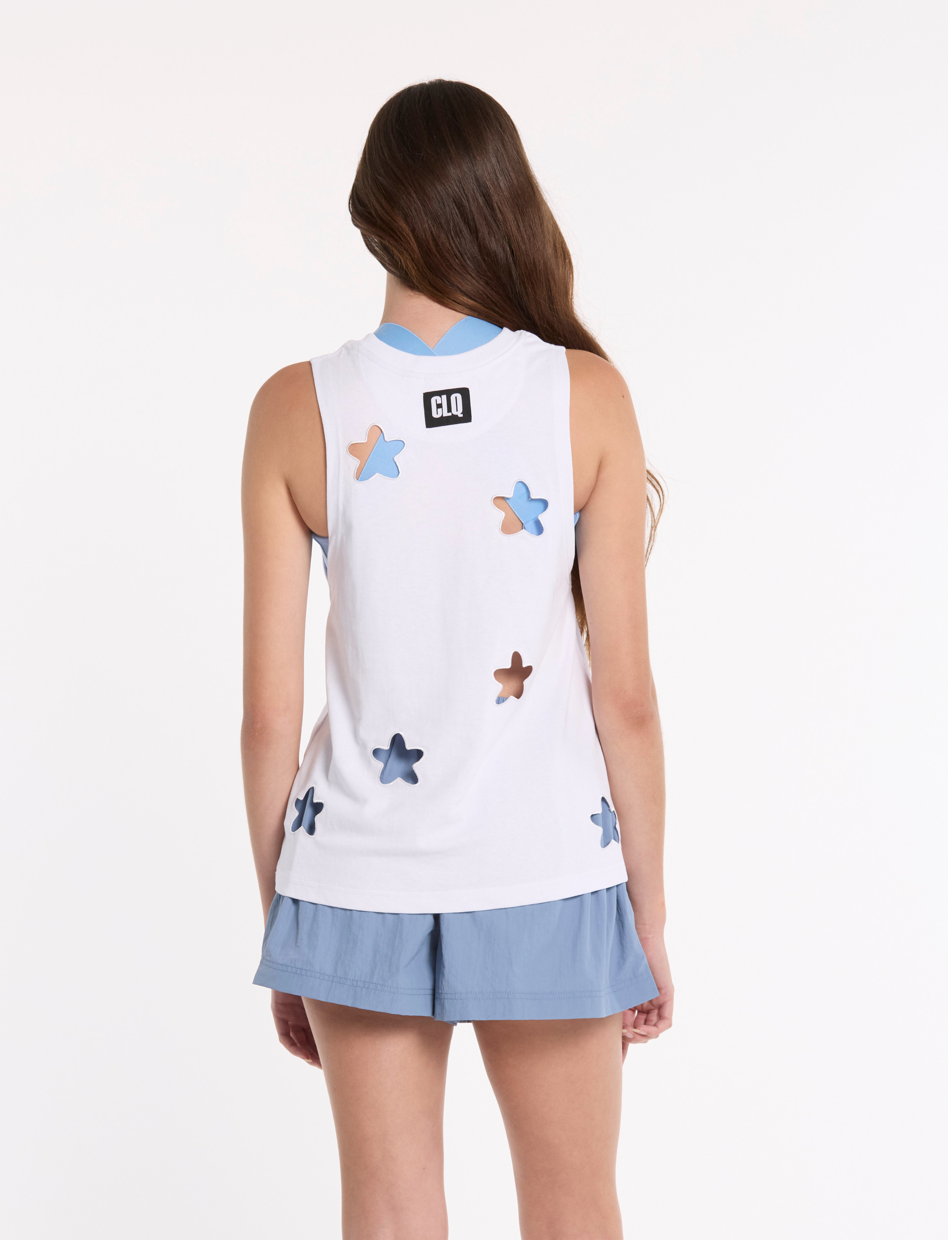 Cut Out Star Singlet White