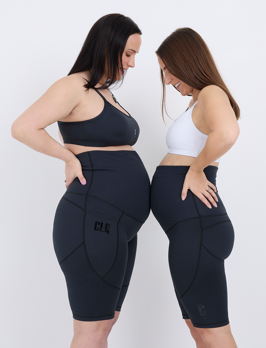 Mocha Oversized Short Sleeve Biker Short Maternity Set main image 1